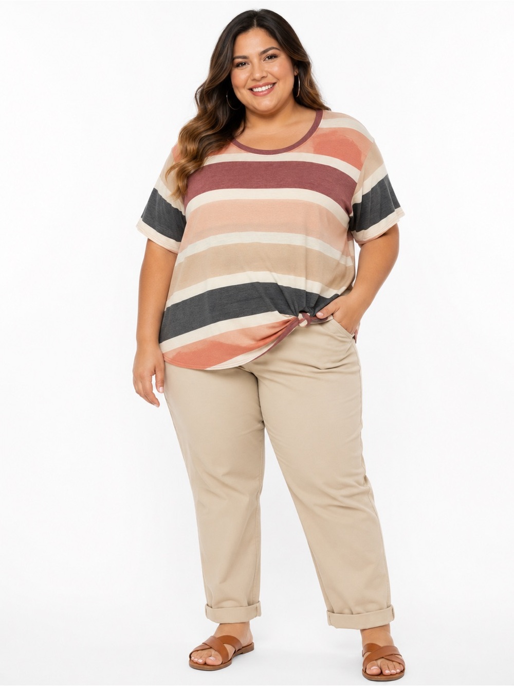 Joei & I Striped Twist Front Top – Women’s Plus Size 3X